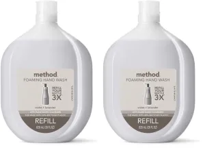 Method Foaming Hand Soap Refill, Violet   Lavender, Biodegradable Formula, 28 Fl Oz (Pack of 2)