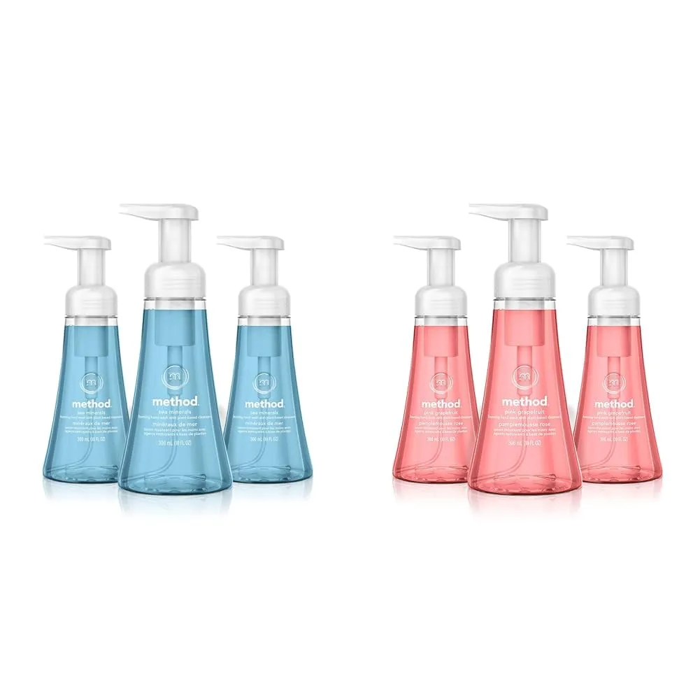 Method Foaming Hand Soap, Sea Minerals, Biodegradable Formula, 10 fl oz & Foaming Hand Soap, Pink Grapefruit, 10 fl oz, Biodegradable Formula,