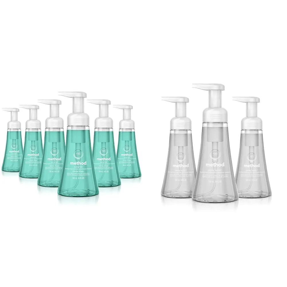 Method Foaming Hand Soap, Waterfall, Biodegradable Formula, 10 fl oz (Pack of 6) & Foaming Hand Soap, Sweet Water, Biodegradable Formula, 10 fl oz (Pack of 3)