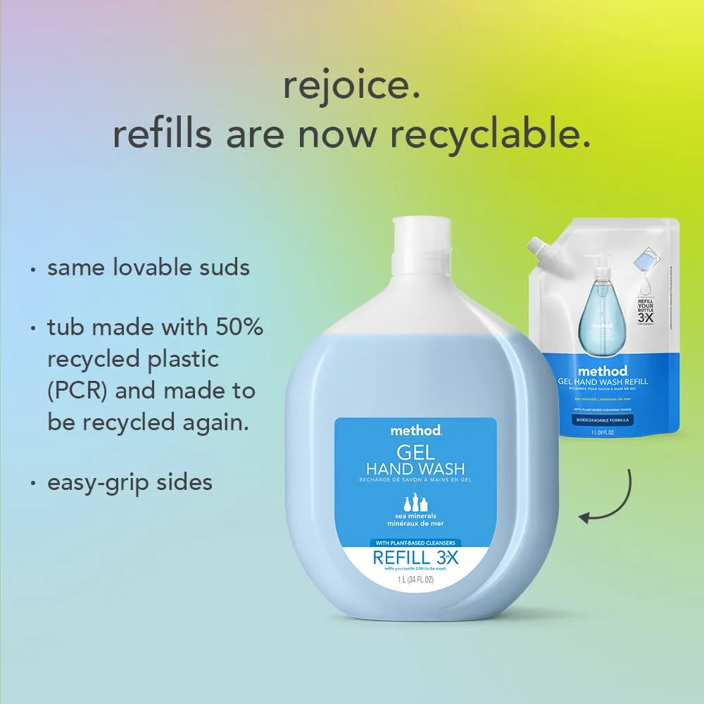 Method Gel Hand Soap Refill, Sea Minerals, Packaging May Vary, 34 oz (Pack of 4) (Packaging May Vary)