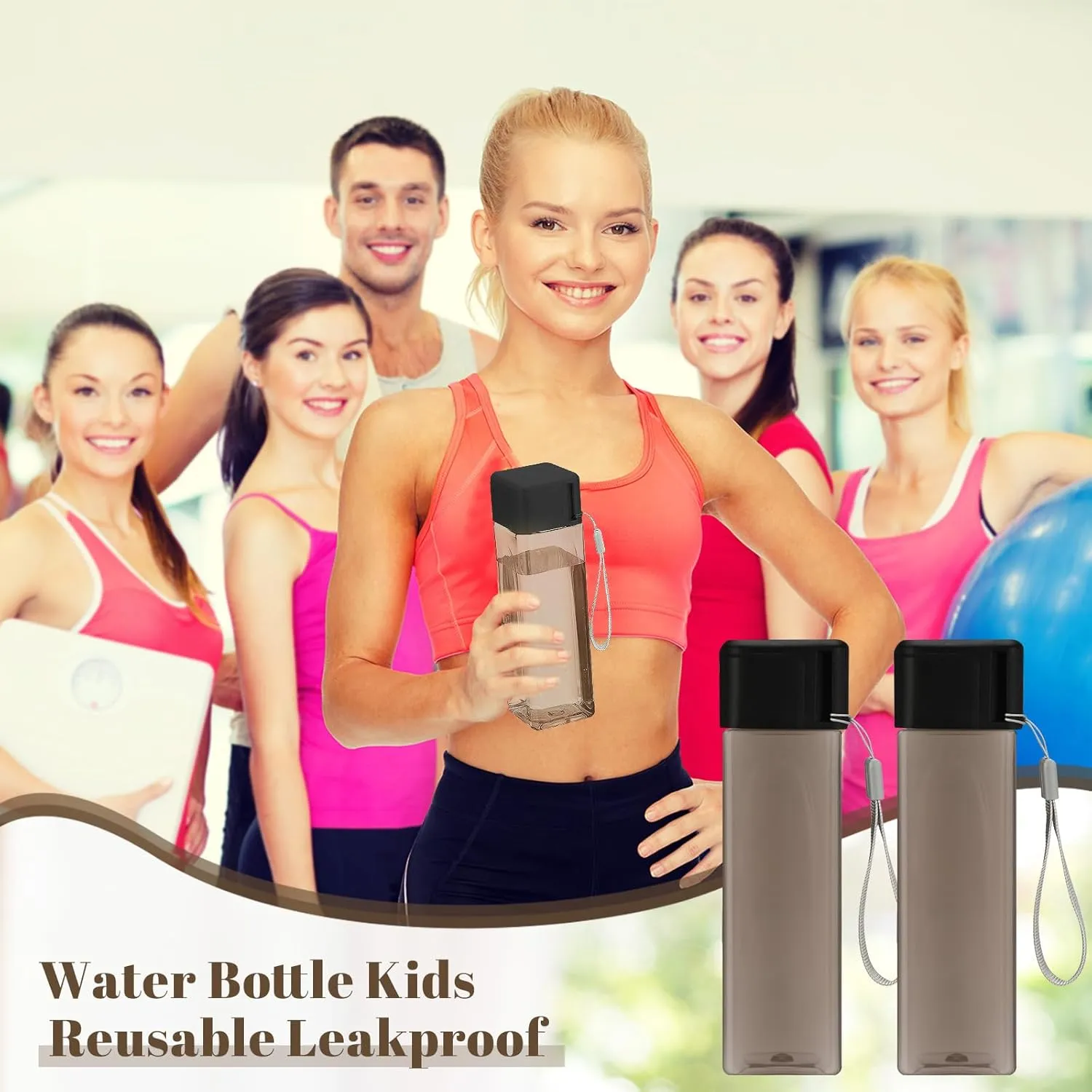 Mifoci 20 Pieces Water Bottle Bulk 17 oz Plastic Water Bottles Bulk Gym Sports Adults Reusable Large Drinking Cups for Outdoor Fitness(Black,Rectangle)