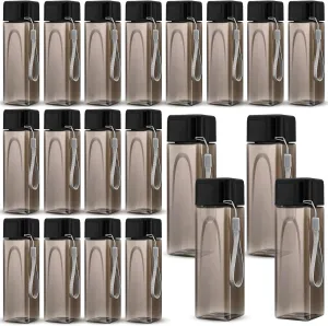 Mifoci 20 Pieces Water Bottle Bulk 17 oz Plastic Water Bottles Bulk Gym Sports Adults Reusable Large Drinking Cups for Outdoor Fitness(Black,Rectangle)