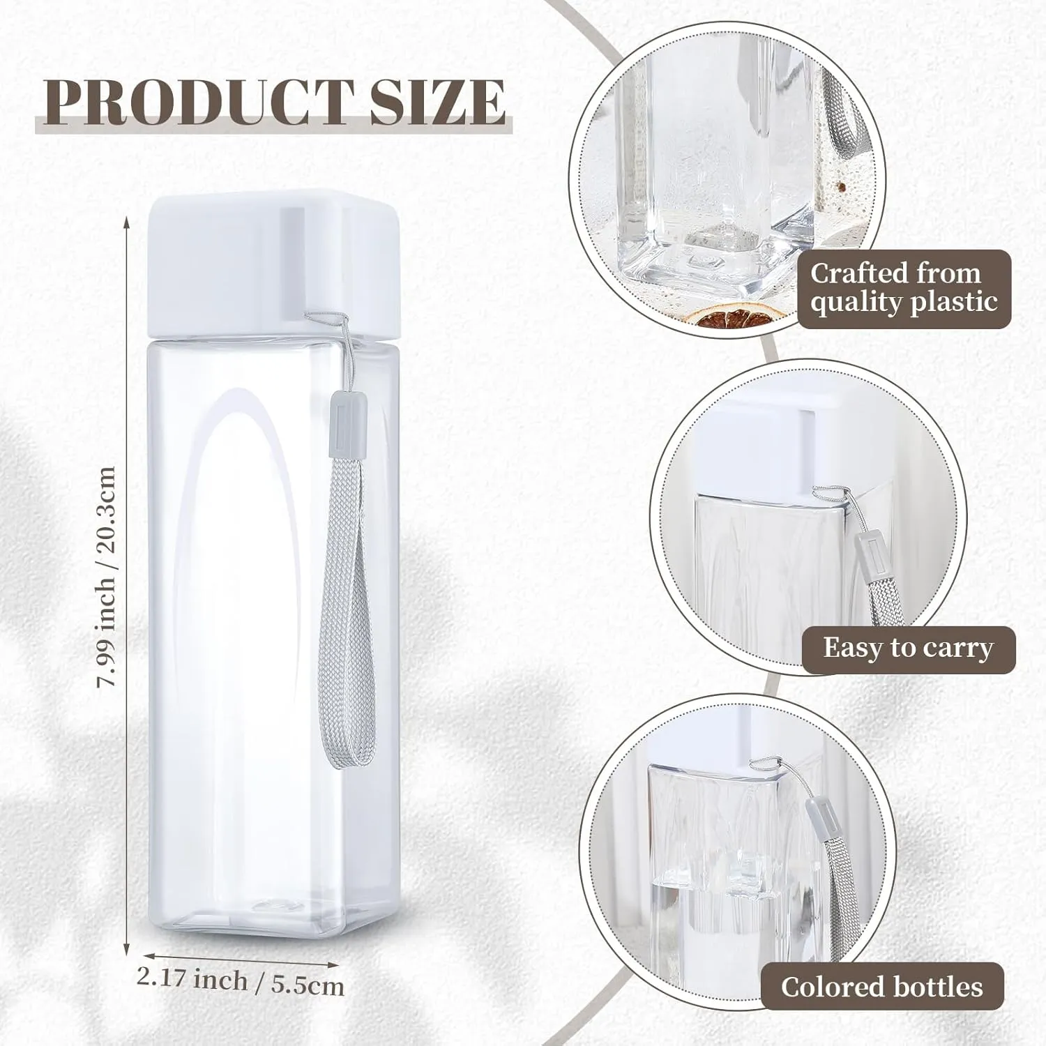 Mifoci 30 Pcs Water Bottle Bulk 17 oz Plastic Sports Water Bottles for Kids Adults Reusable Leak Proof Portable Drink Container Large for School Classroom Travel Camping Fitness Office(White)