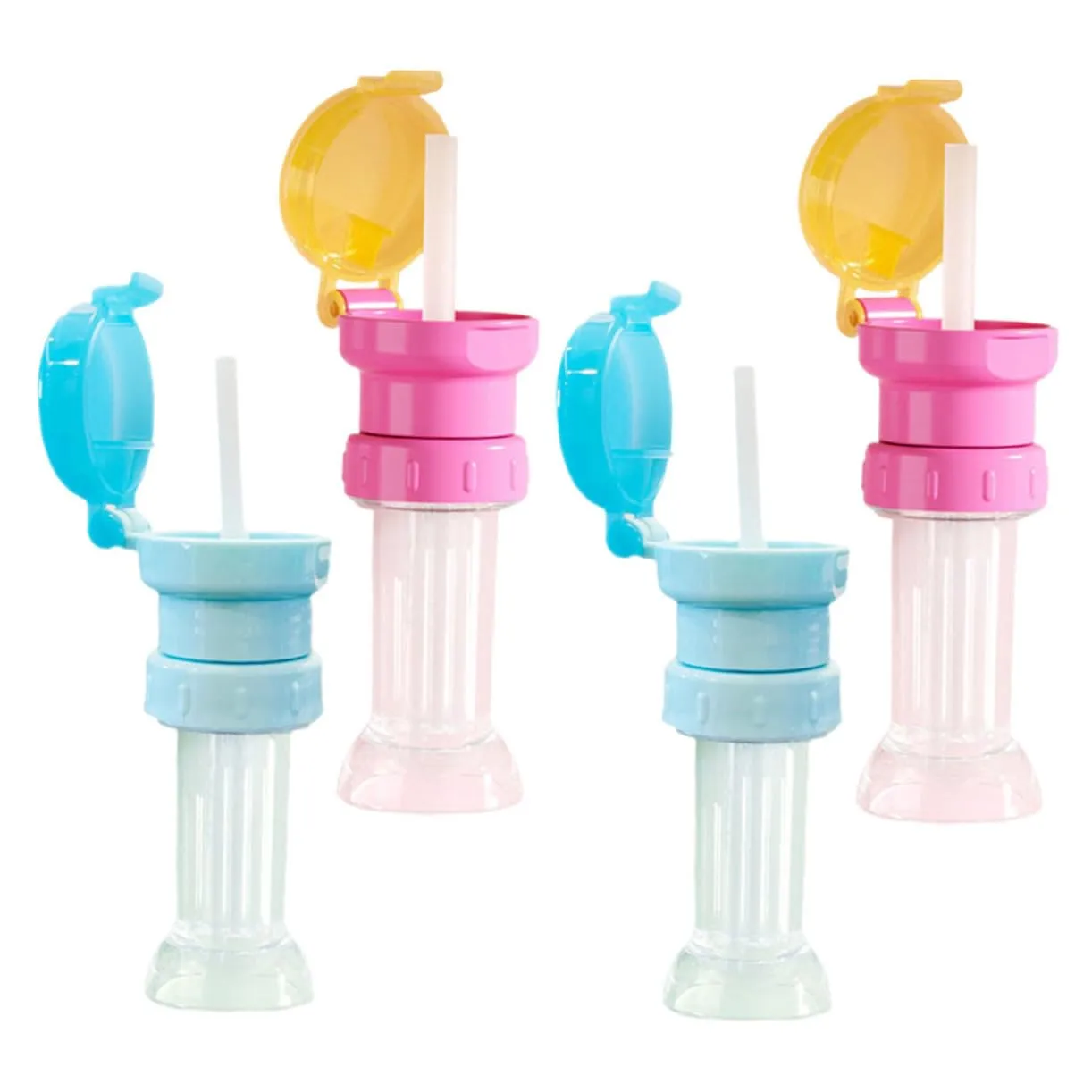 Mikikit 4sets Multi-function Boys and Girls Water Bottle Adapters Straw Toddlers Bottle Topper Straw Set 4pcs*4