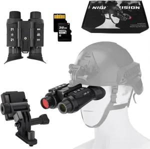 Military Night Vision Goggles, 8X Digital Zoom Head-Mounted Binoculars for Hunting, Tactical Missions & Surveillance, 4K Video, 36MP Photos, 32GB Memory Card