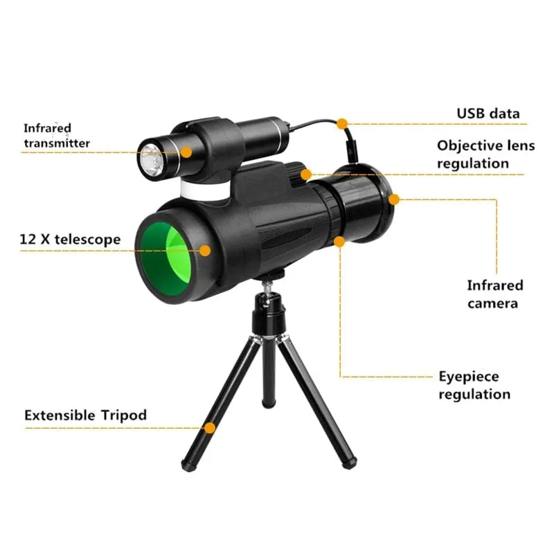 Mini 12x50 Night Vision Wifi IR Monocular Device