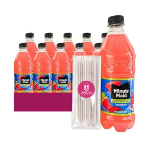 Minute Maid - Unique Outlet Bundle: 12 Pack of Watermelon Punch Flavored Fruit Drink, 20 fl oz Plastic Bottle   1 Utility Prop.
