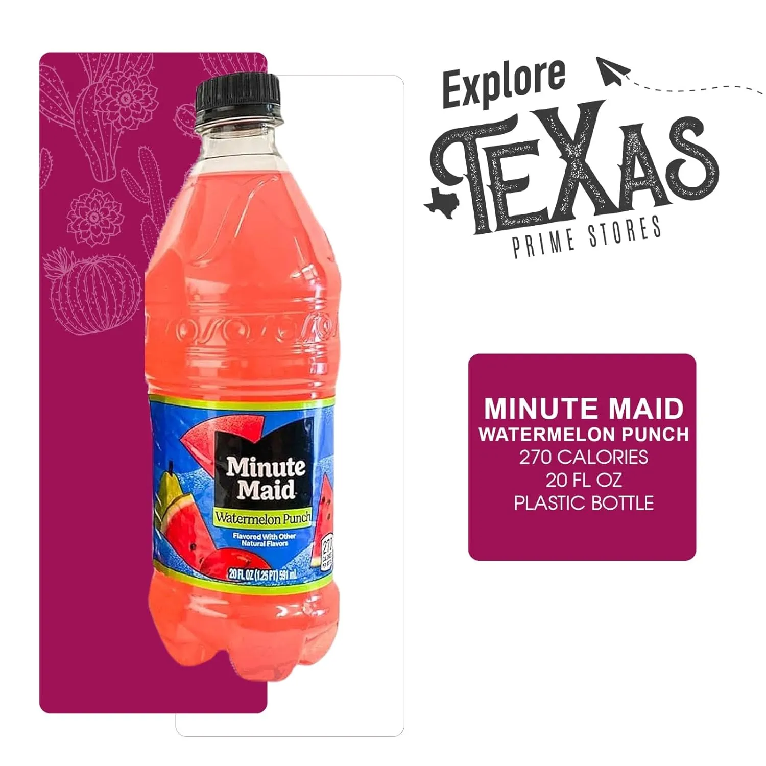 Minute Maid - Unique Outlet Bundle: 12 Pack of Watermelon Punch Flavored Fruit Drink, 20 fl oz Plastic Bottle   1 Utility Prop.