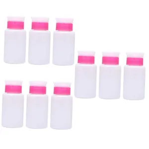Mipcase 9pcs Lockable Nail Polish Remover Bottle Plastic Press Pump Dispenser for Makeup Remover and Toner Convenient Travel White