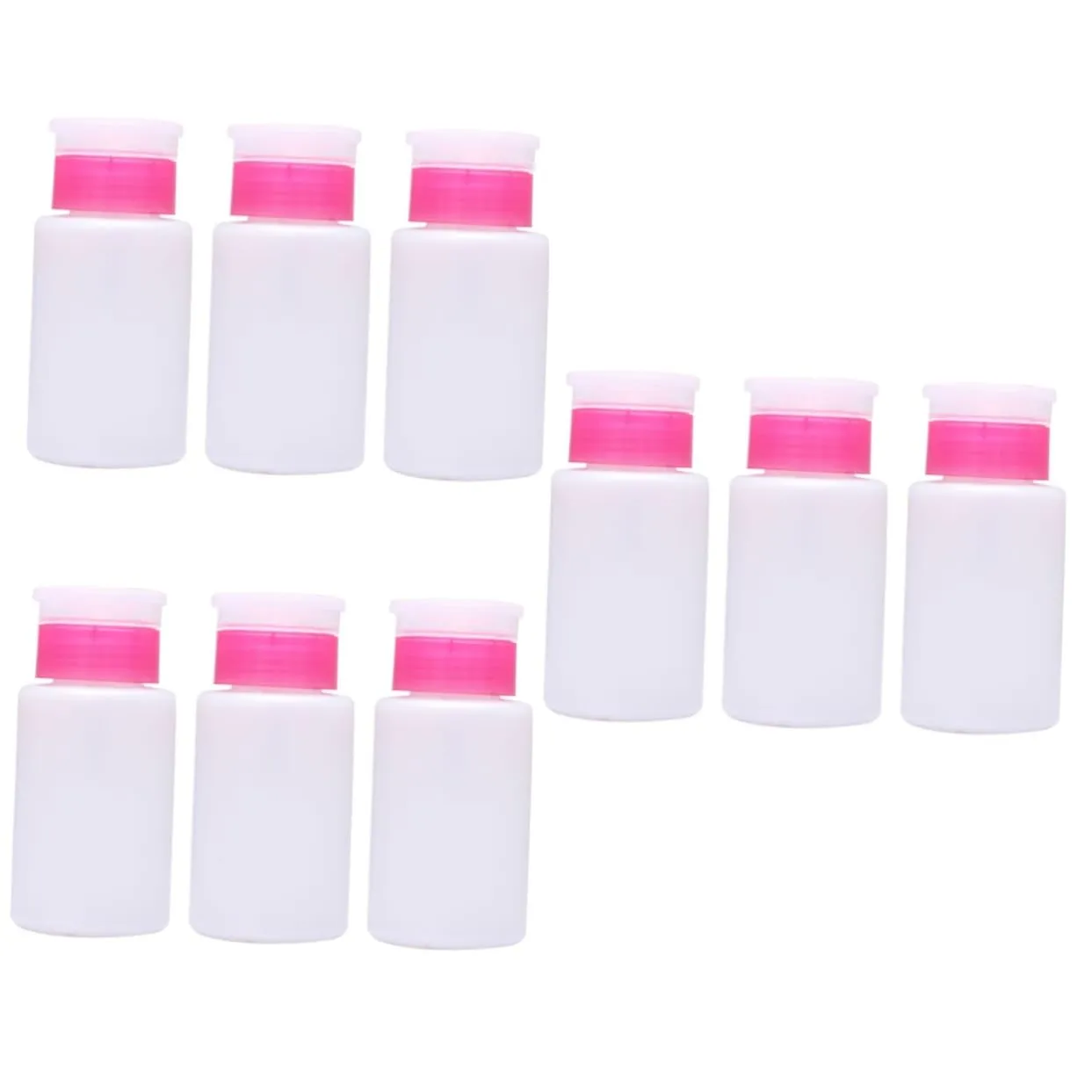 Mipcase 9pcs Lockable Nail Polish Remover Bottle Plastic Press Pump Dispenser for Makeup Remover and Toner Convenient Travel White