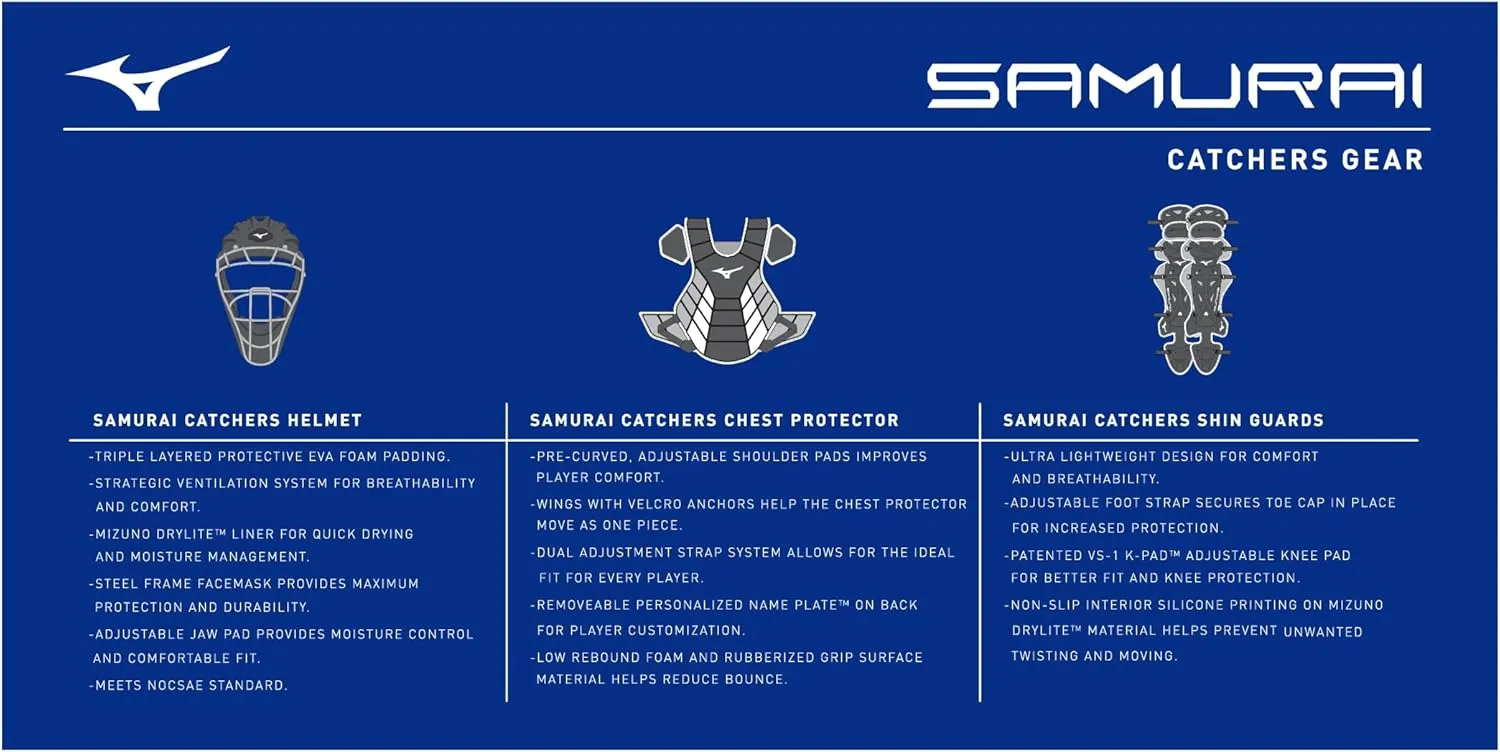 Mizuno Youth Samurai Baseball Boxed Catcher's Gear Set