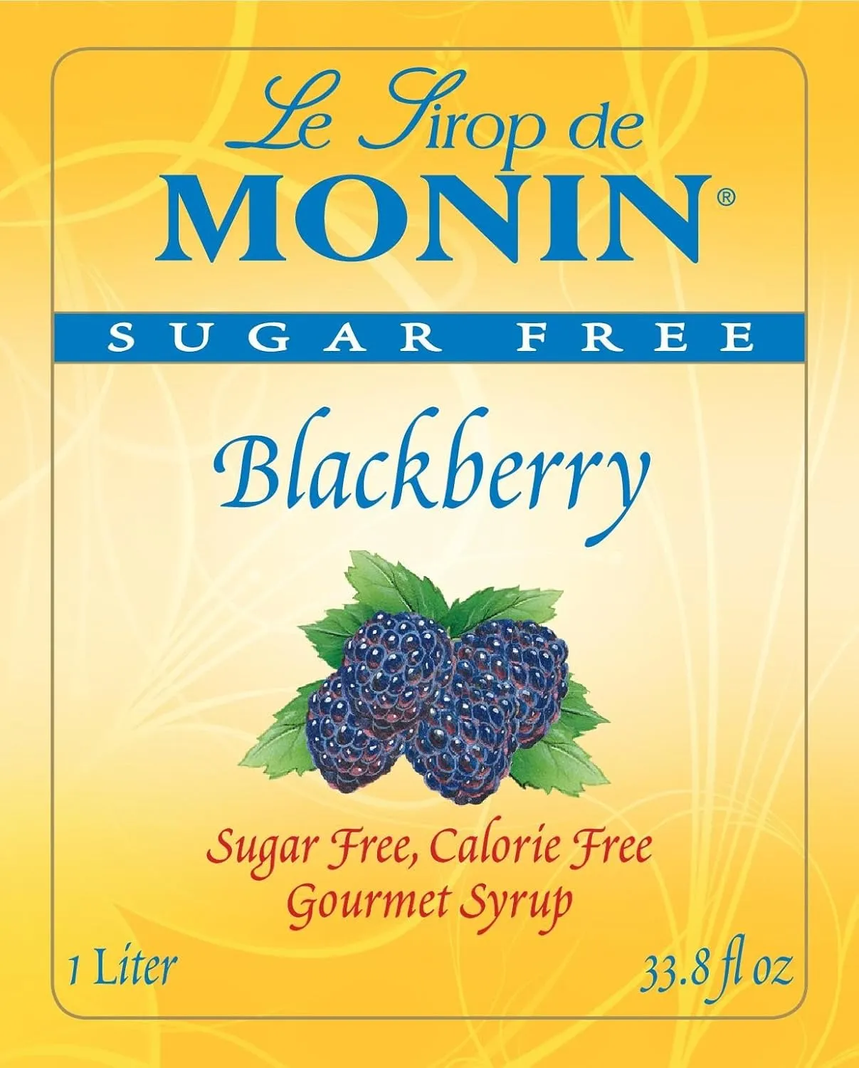 Monin Sugar-Free Blackberry Syrup Plastic Bottle, 1 Liter (33.8 fl oz)