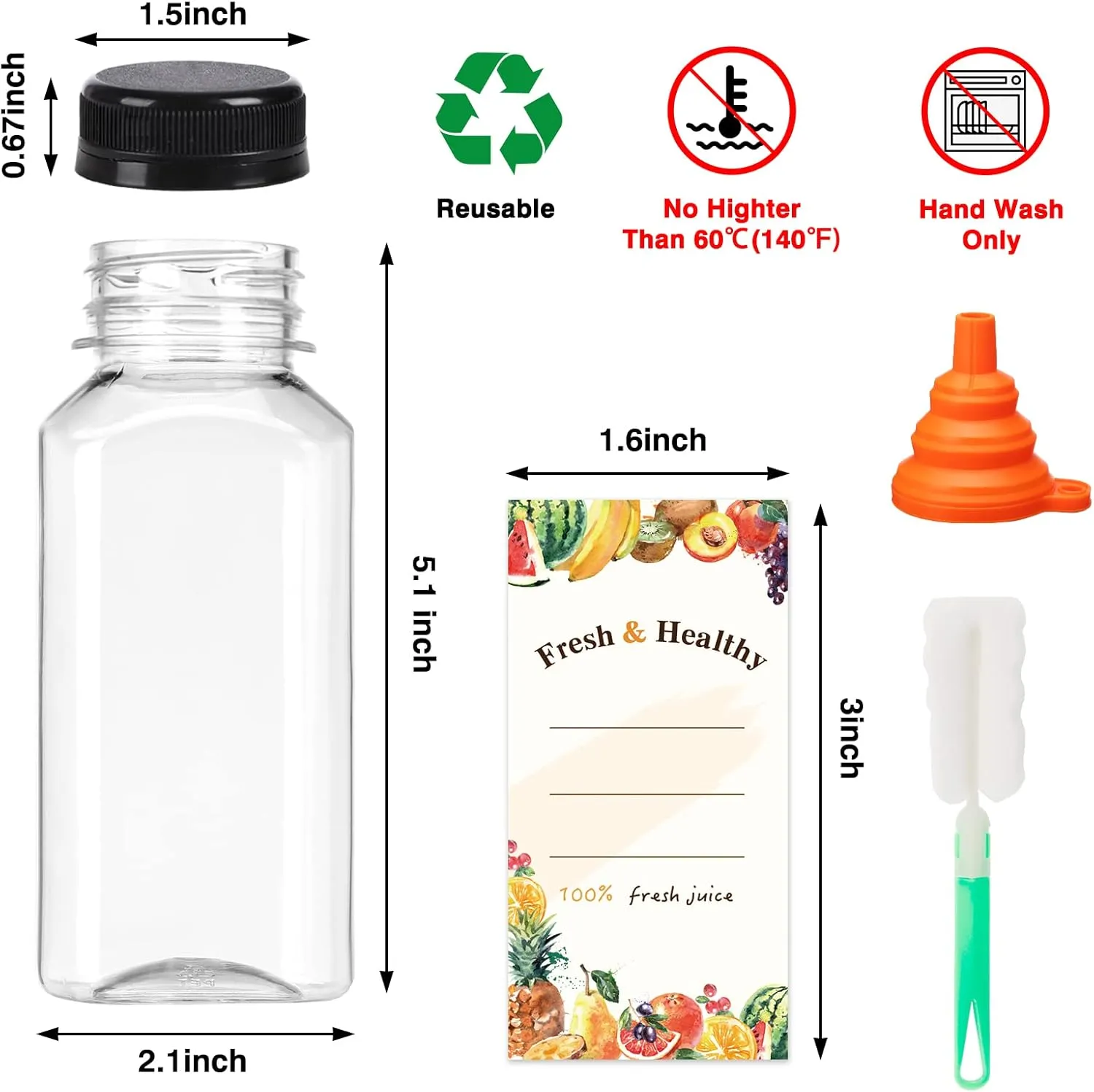 Moretoes 50pcs 8oz Juice Bottles, Plastic Bottles with Caps, Bulk Clear Beverage Containers for Juicing Drinking Milkshake Tea and Other Beverages