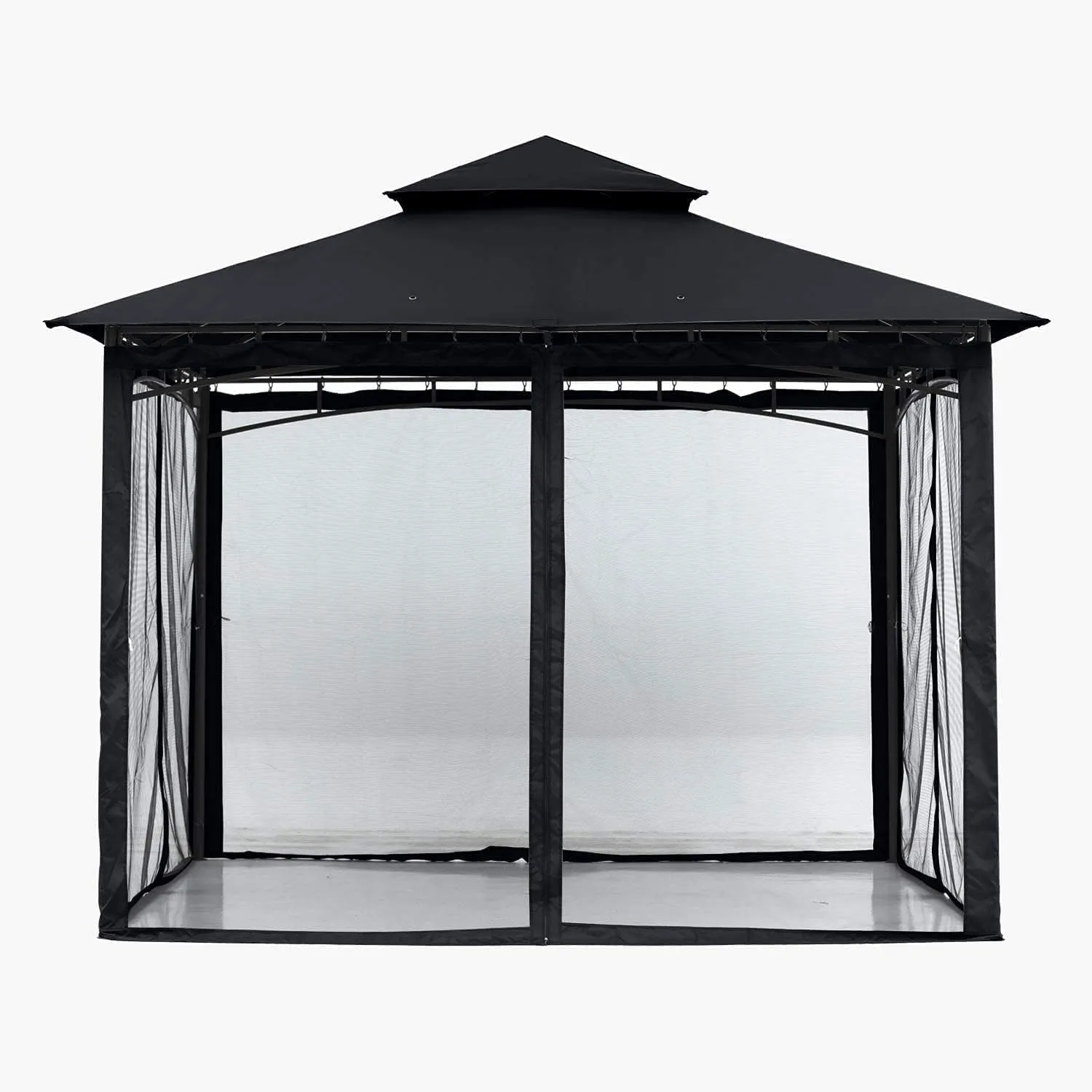Mosquito Net for Outdoor Patio and Garden, Screen House for Camping and Deck, Gazebo Screenroom, Zippered Mesh Sidewalls for 10x 10 Gazebo (Dark Black)