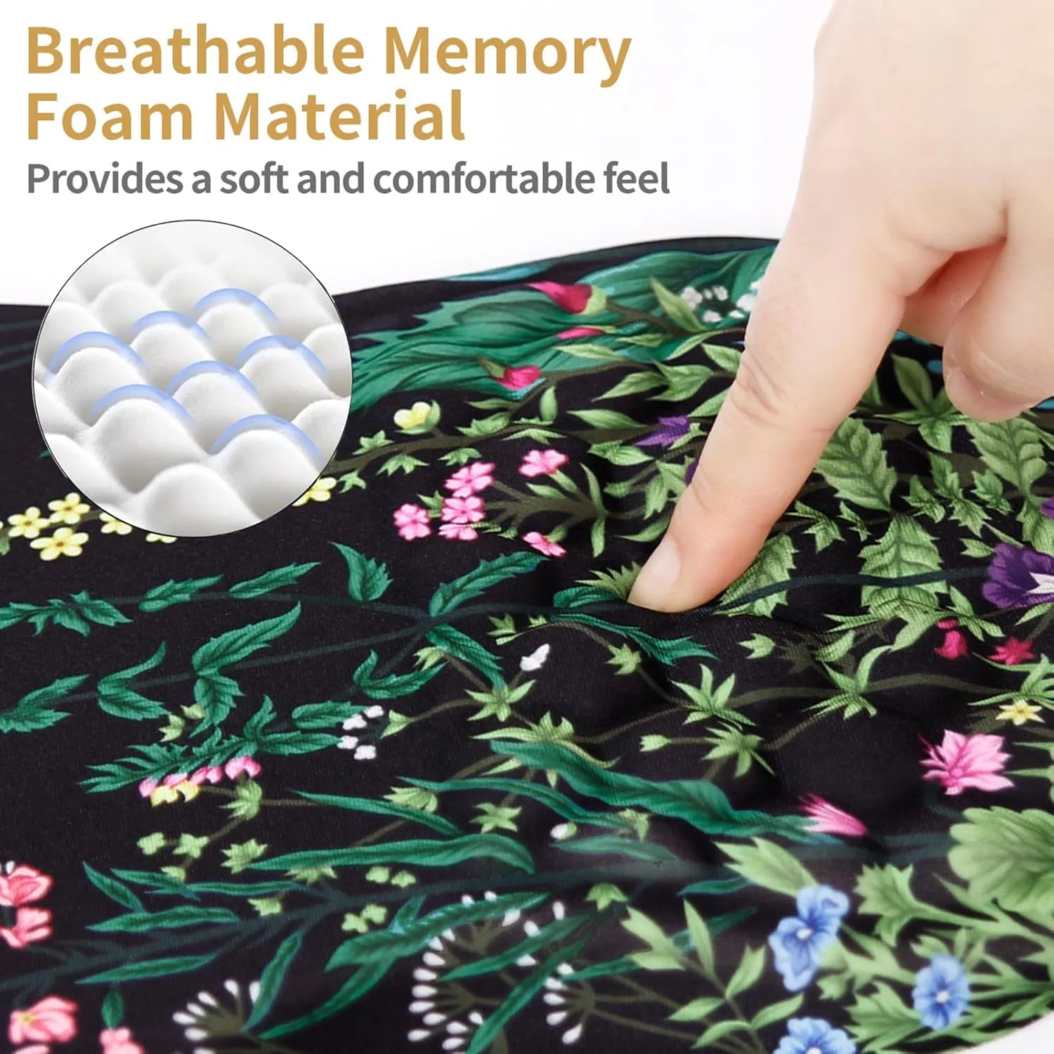 Mouse Pad Wrist Support,Ergonomic Mouse Pad with Wrist Rest,Computer Mouse Pads Pain Relief Keyboard Wrist Rest with Coaster Set,Non-Slip Computer Gel Mouse Pad for Laptop Keyboard Office-Flowers