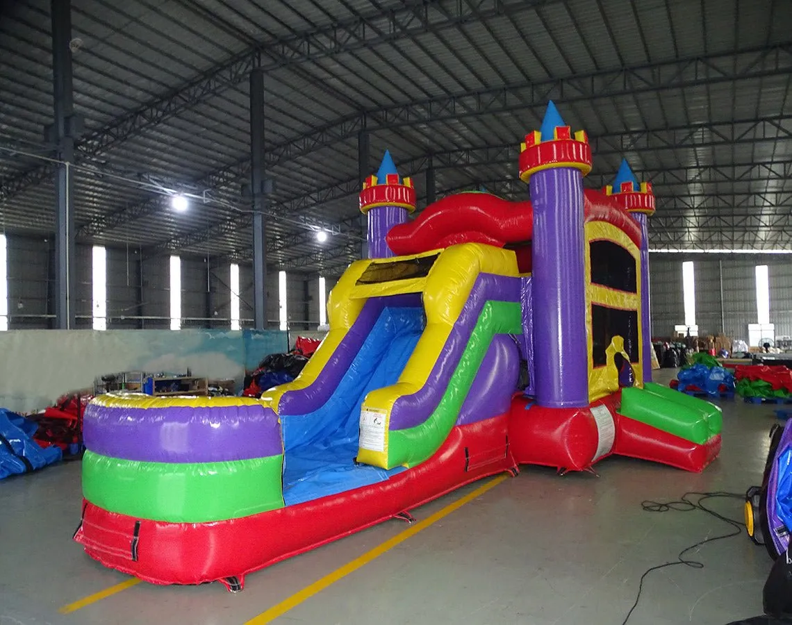 Multi Color Castle Econo Bounce House with Slide (Wet/Dry)