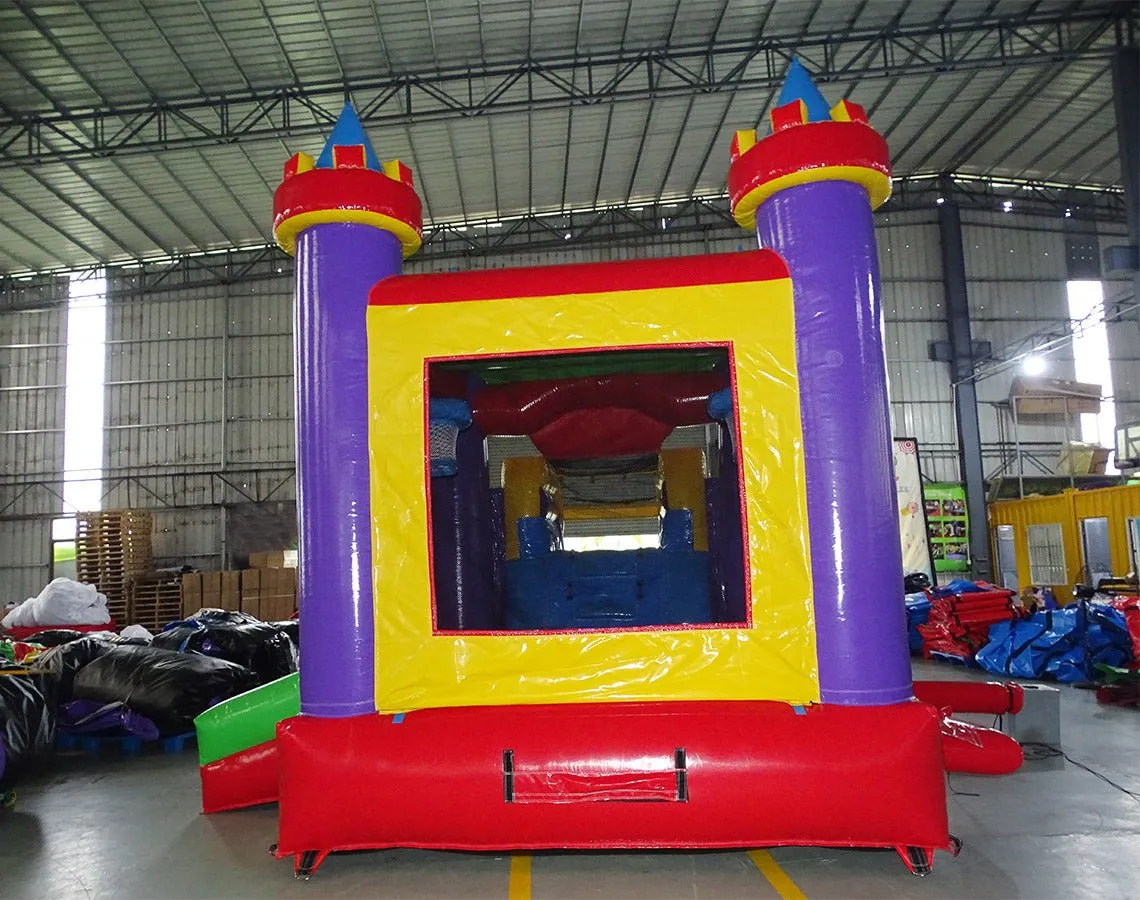 Multi Color Castle Econo Bounce House with Slide (Wet/Dry)