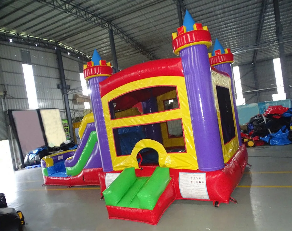 Multi Color Castle Econo Bounce House with Slide (Wet/Dry)