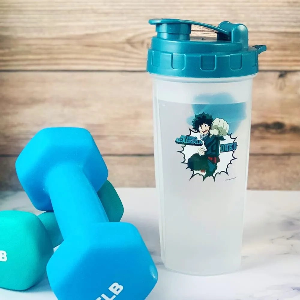 My Hero Academia Deku Shaker Bottle | 24 oz Plastic Sport Bottle| Featuring The Aspiring Number One Hero Izuku Midoriya | Protein Tumbler | Officially Licensed By Just Funky