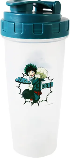 My Hero Academia Deku Shaker Bottle | 24 oz Plastic Sport Bottle| Featuring The Aspiring Number One Hero Izuku Midoriya | Protein Tumbler | Officially Licensed By Just Funky