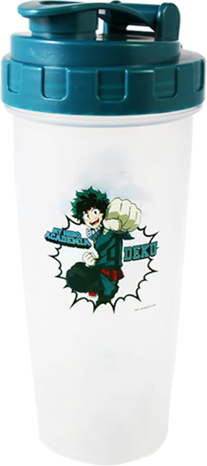 My Hero Academia Deku Shaker Bottle | 24 oz Plastic Sport Bottle| Featuring The Aspiring Number One Hero Izuku Midoriya | Protein Tumbler | Officially Licensed By Just Funky