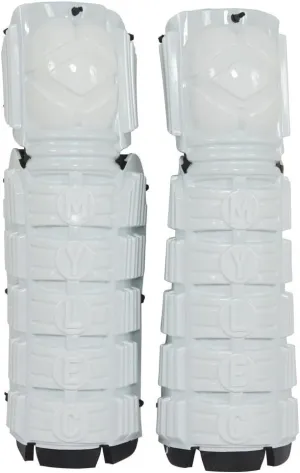 MyLec Street/DEK Shin Pad, Lightweight & Durable Hockey Accessories, Velcro Straps for Custom Fit, Hard Front Shells with Breathable Material, 3/8" Foam Padding Shin Guards (Large, White)