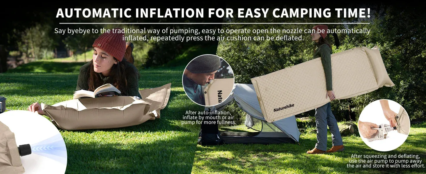 Naturehike Automatic Inflatable Cushion Portable Lightweight Self-Inflating Air Mattress Thickened 10cm Camping Tent Bed Outdoor Hiking Sleeping Bag