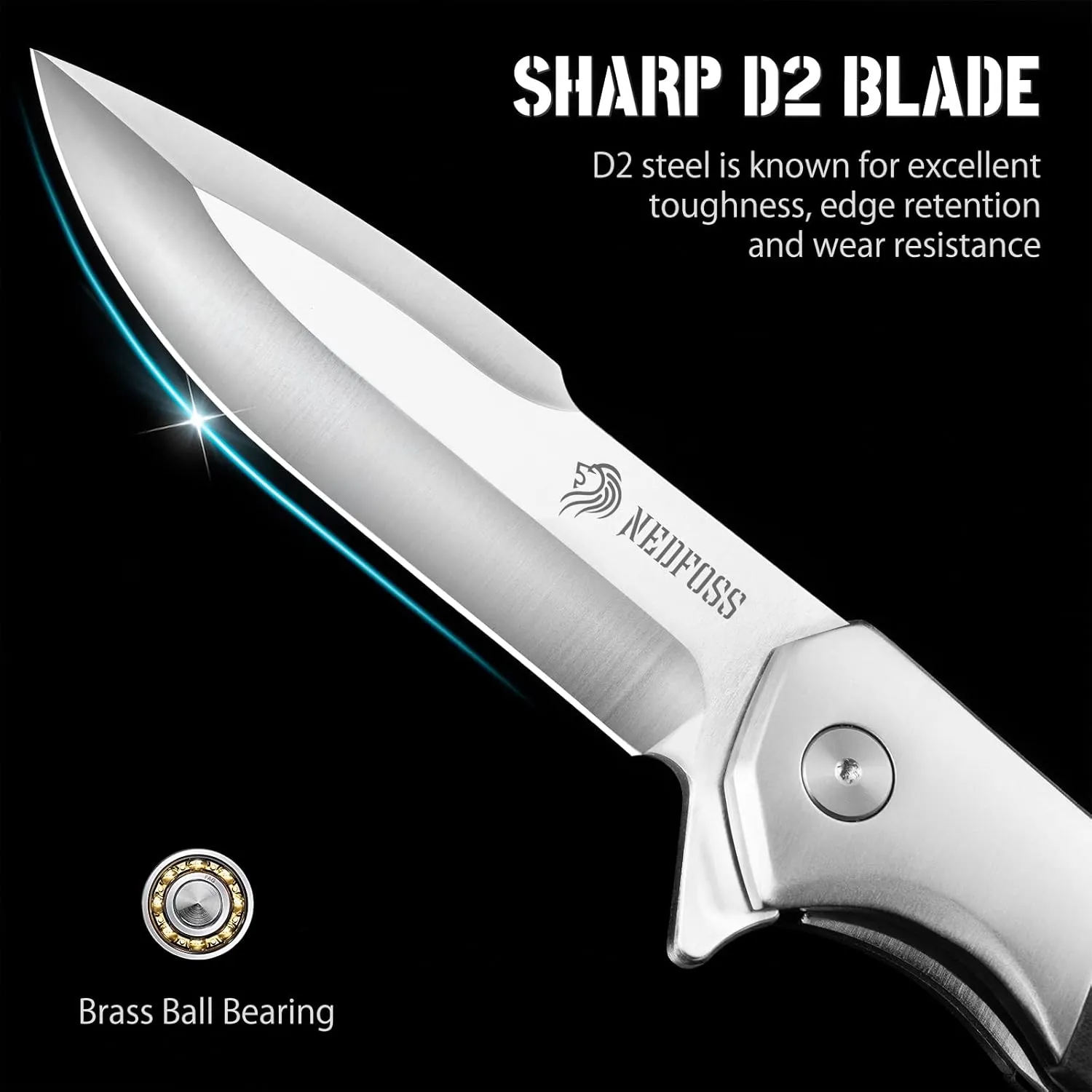 NedFoss BEAST Pocket Knife for Men, 4 inch D2 Steel Blade Folding Knife with Clip, G10 Handle, Safety Liner Lock, Heavy Duty Tactical Knife for Hiking Camping Gifts for Men Women