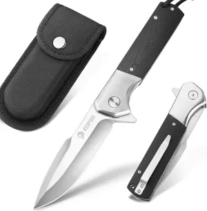 NedFoss BEAST Pocket Knife for Men, 4 inch D2 Steel Blade Folding Knife with Clip, G10 Handle, Safety Liner Lock, Heavy Duty Tactical Knife for Hiking Camping Gifts for Men Women