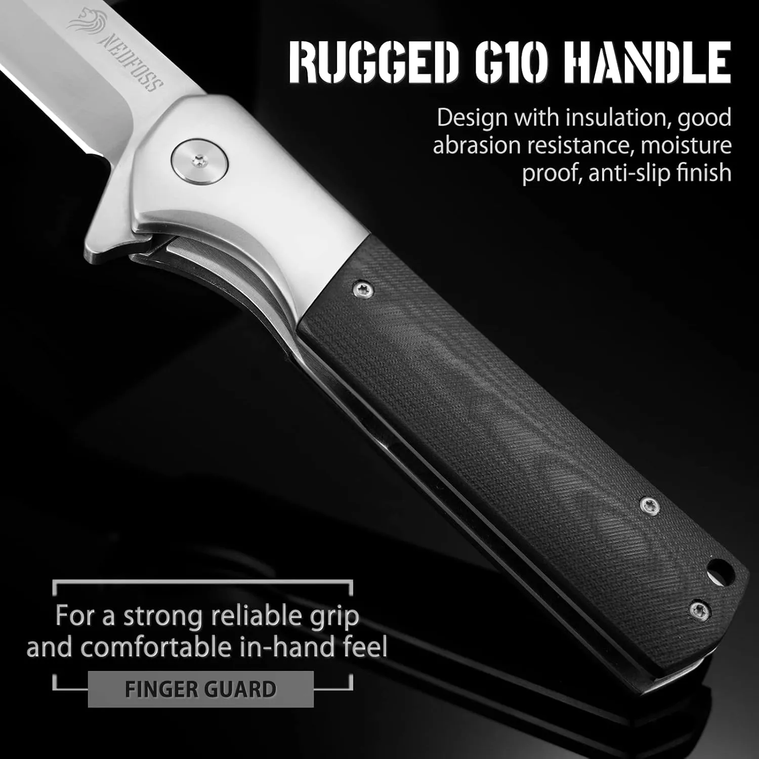 NedFoss BEAST Pocket Knife for Men, 4 inch D2 Steel Blade Folding Knife with Clip, G10 Handle, Safety Liner Lock, Heavy Duty Tactical Knife for Hiking Camping Gifts for Men Women