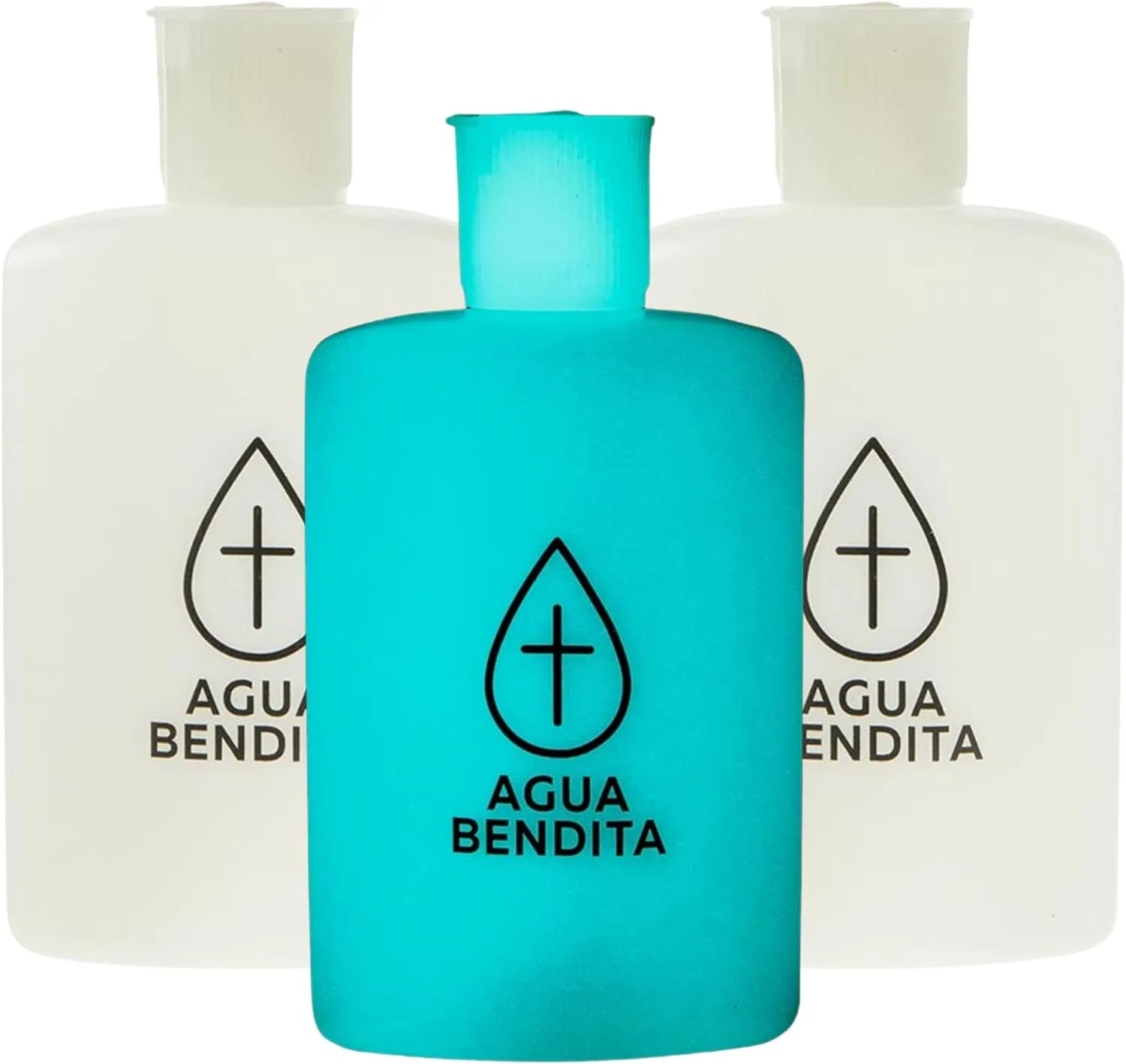 Needzo Spanish Glow in the Dark Plastic Holy Water Bottles, Aqua Bendita Empty Containers, Pocket Sized, 4.75 Inches (Pack of 3)