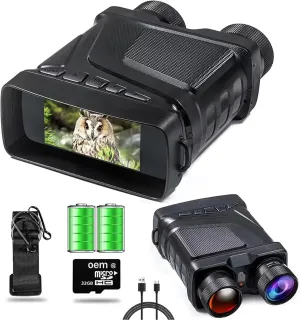 Night Vision Binoculars 1080P HD 850nm Infrared 5X Digital Zoom Telescope Goggles for Outdoor Camping Day Night Dual Use, Full Dark 300m