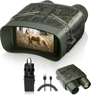 Night Vision Binoculars, 4K 3" LCD Screen Night Vision Goggles with 4000mAh Rechargeable Batteries 5X Infrared Night Vision Scope Photo & Video Rrding for Spotting Camping