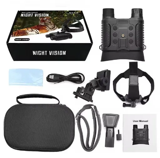 Night Vision Binoculars 8X Digital Zoom Tactical Helmet Head Mount Goggles Hunting Telescope 4K Infrared Binoculars