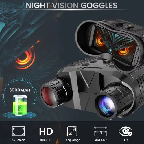 Night Vision Binoculars 8X Digital Zoom Tactical Helmet Head Mount Goggles Hunting Telescope 4K Infrared Binoculars