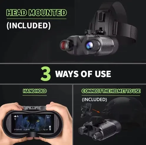 Night Vision Binoculars 8X Digital Zoom Tactical Helmet Head Mount Goggles Hunting Telescope 4K Infrared Binoculars