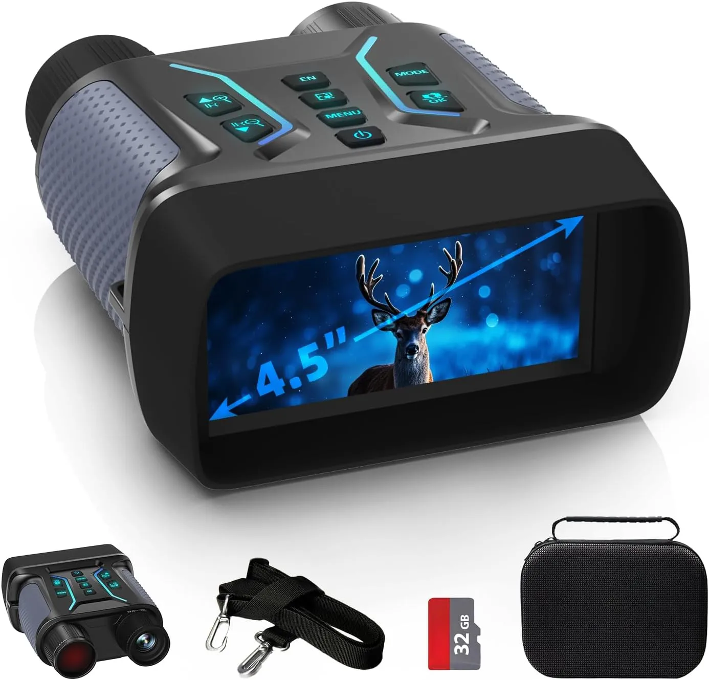 Night Vision Binoculars for Adults & Kids - 4.5'' Screen Infrared Night Vision Goggles Camera with Case, 4K Video & 36MP Photos, 8X Digital Zoom, 7-Level Infrared, 4500mAh Battery for Camping,Security