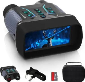 Night Vision Binoculars for Adults & Kids - 4.5'' Screen Infrared Night Vision Goggles Camera with Case, 4K Video & 36MP Photos, 8X Digital Zoom, 7-Level Infrared, 4500mAh Battery for Camping,Security