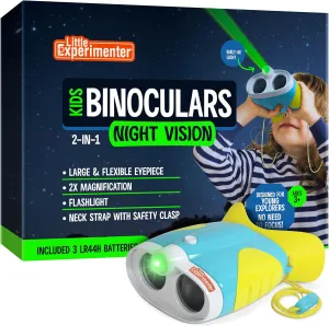 Night Vision Binoculars for Kids & Toddlers, Birthday Gift Ideas, Outdoor Exploration Toys, Binocular   Flash Light & Face Comfort Rubber, Educational STEM Gifts for Boys & Girls Ages 3 4 5 6 Year Old