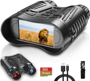 Night Vision Binoculars Rechargeable Infrared Binoculars 2.7" Screen 1312FT Compatible with Fast MICH Helmet for Long Range Airsoft Military Hunting Tactical Gear