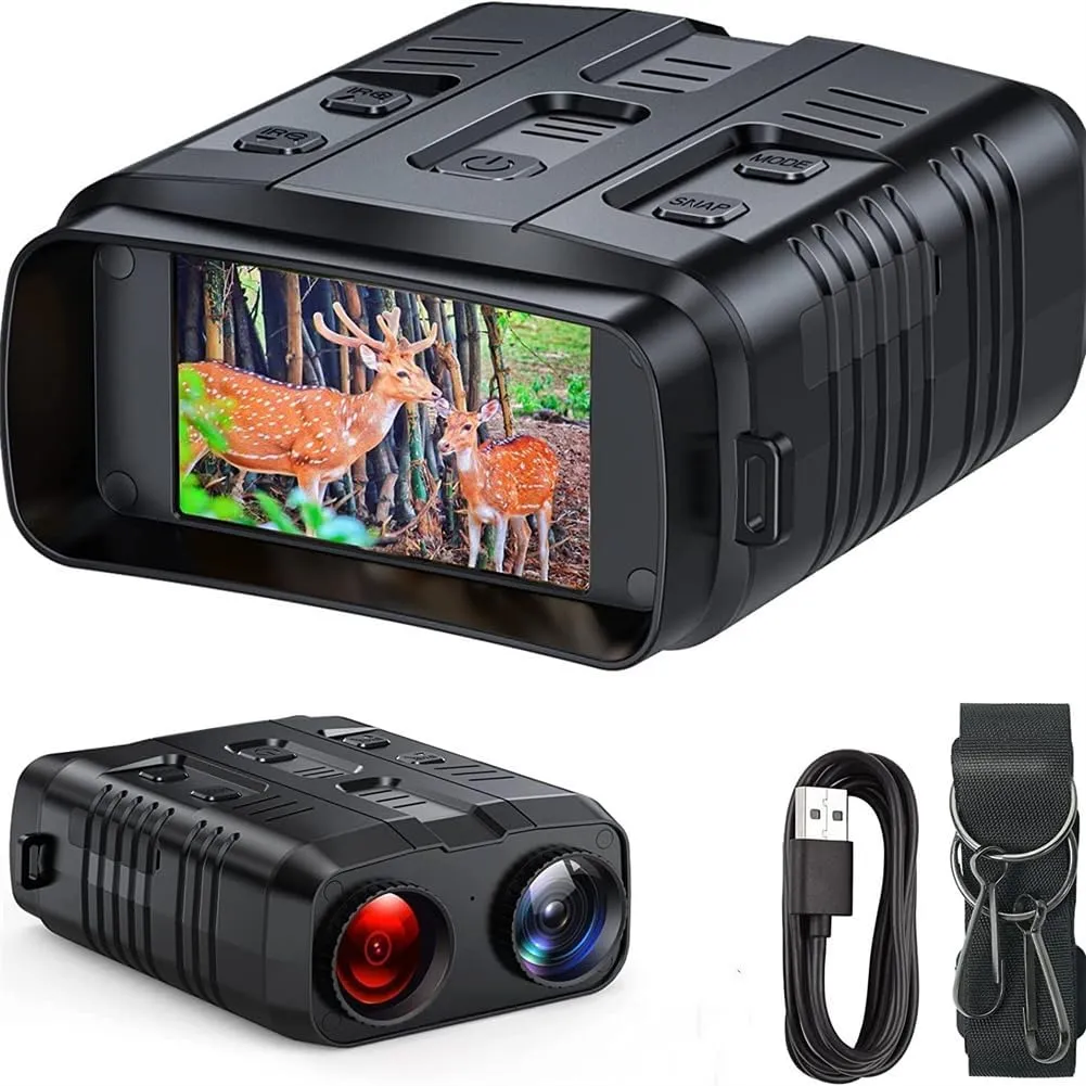 Night Vision Goggles - 1080P Night Vision Binoculars for Adults, 5X Digital Zoom and 3'' HD Screen Binoculars can Save Photo and Video, with Rechargeable 3000mAh Battery, Black
