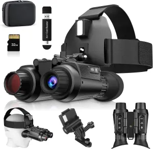 Night Vision Goggles, 1312FT Digital Infrared Head-Mounted Night Vision Binoculars Goggles for Helmet, Hands Free, 4K Video Photo, Digital 8X Zoom