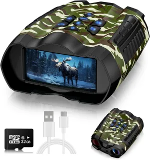 Night Vision Goggles, 4K Binoculars with Camera, 3.5" HD Display and 32GB TF Card, 9 Gear Night Vision, 10X Digital Zoom, 4000mAh Battery Nightvision