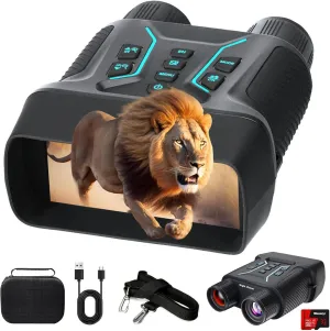 Night Vision Goggles, 4K Full Color Binoculars with 4.5'' Large Screen, 4000 mAh Rechargeable Battery, 8X Digital Zoom, Backlit Buttons, 1312FT Long Rang Night Vision for Camping