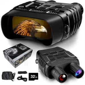 Night Vision Goggles, 4K Full-Color Night Vision Binoculars for Adults, 7 Gear Night Vision, 8X Digital Zoom, 32GB Card to Save Photos and Videos, Ideal for Camping & Hiking (Black)
