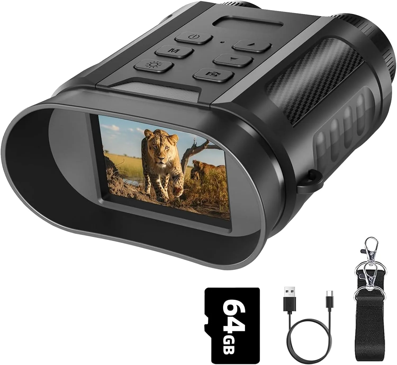 Night Vision Goggles 4K HD, 7-Level IR & 8X Zoom, Rechargeable Battery - Night Lightweight Binoculars with Flashlight, 64GB Card can Save Photo and Video
