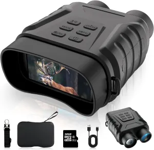 Night Vision Goggles, 4K Infrared Night Vision Binoculars for Adults, 3" Large Screen, 8X Digital Zoom, Adjustable IR Light, 32GB Card for Photos & Videos, for Camping, Hunting & Security