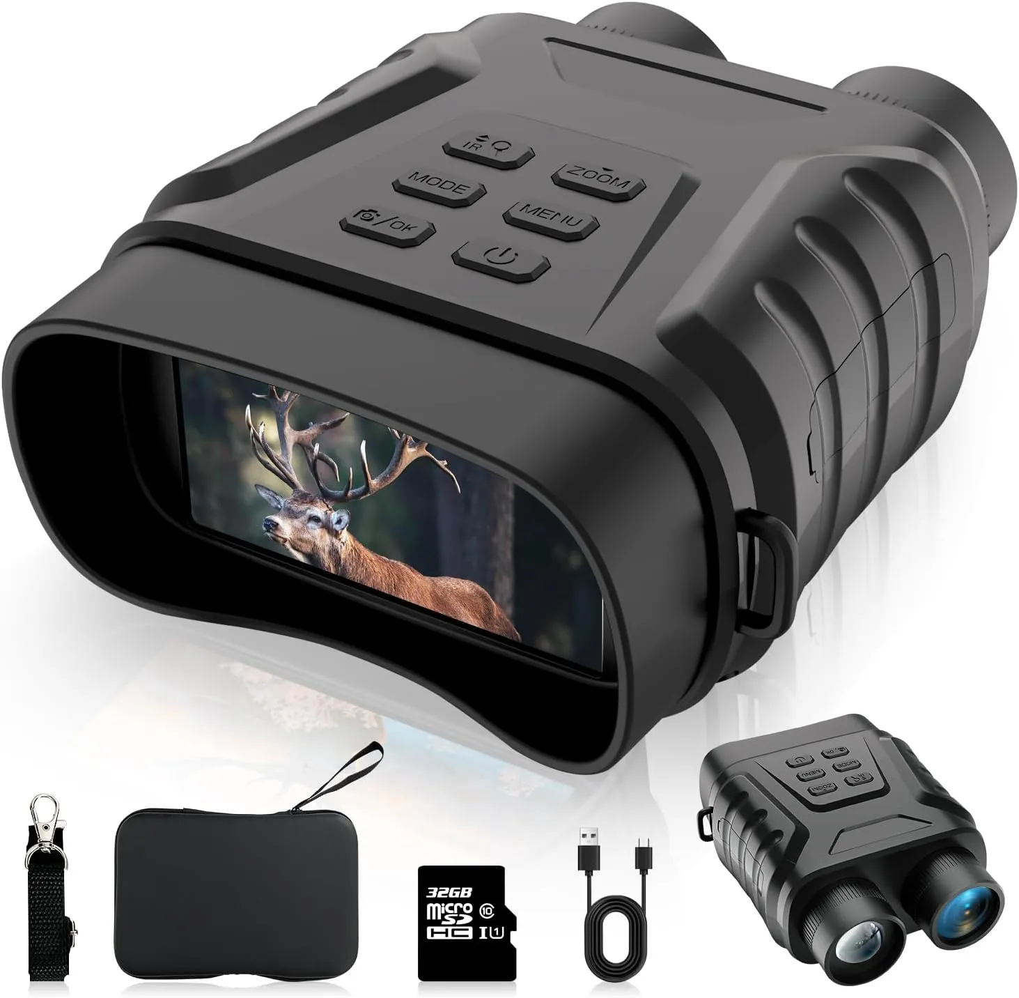 Night Vision Goggles, 4K Infrared Night Vision Binoculars for Adults, 3" Large Screen, 8X Digital Zoom, Adjustable IR Light, 32GB Card for Photos & Videos, for Camping, Hunting & Security