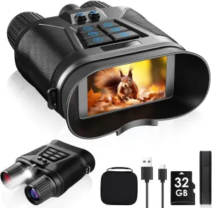 Night Vision Goggles - 4K Night Vision Binoculars for Adults, 3280FT Infrared, 3" Large Screen, 8X Digital Zoom, 5000 mAh Battery and 32GB Memory Card for Saving Photos and Videos