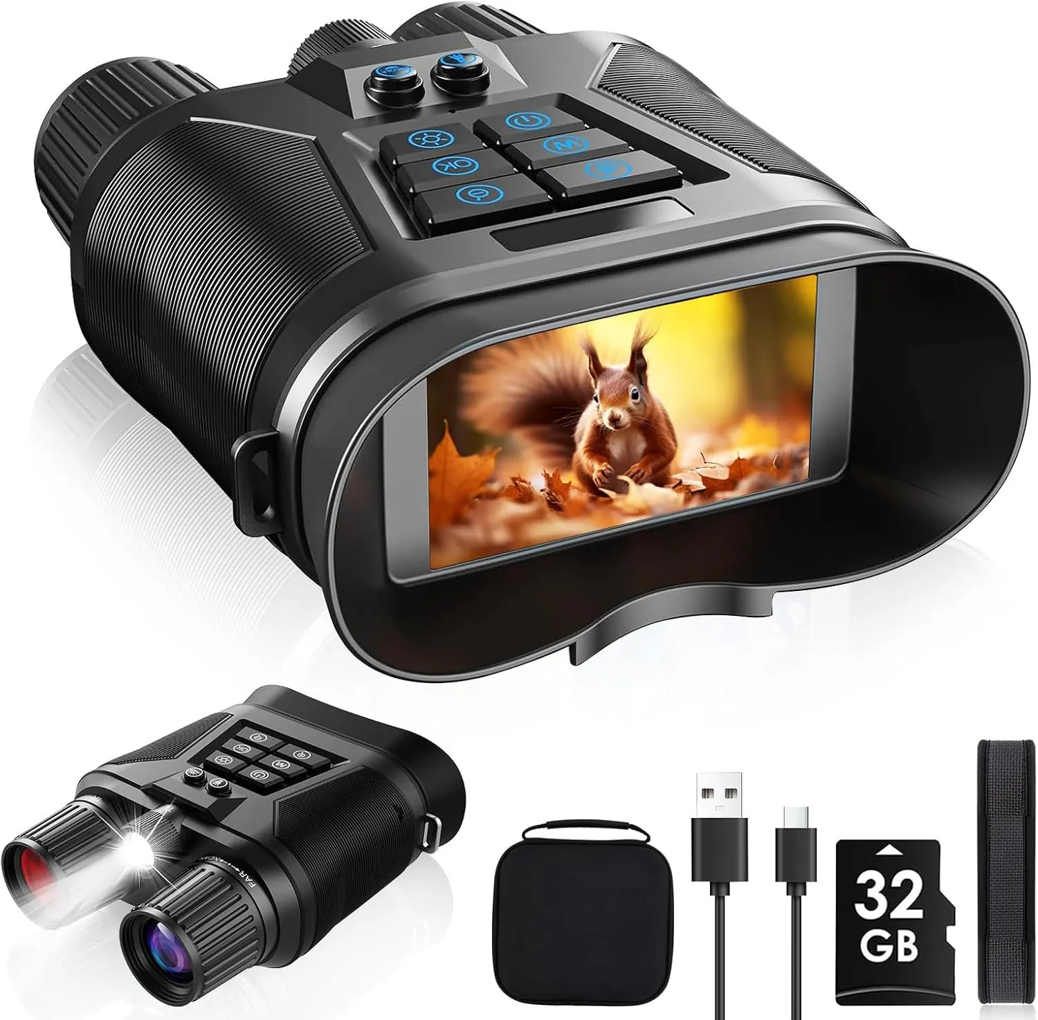 Night Vision Goggles - 4K Night Vision Binoculars for Adults, 3280FT Infrared, 3" Large Screen, 8X Digital Zoom, 5000 mAh Battery and 32GB Memory Card for Saving Photos and Videos